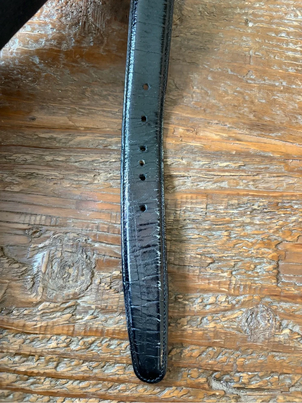 Martin Dingman Black Leather Belt with Gold Buckle